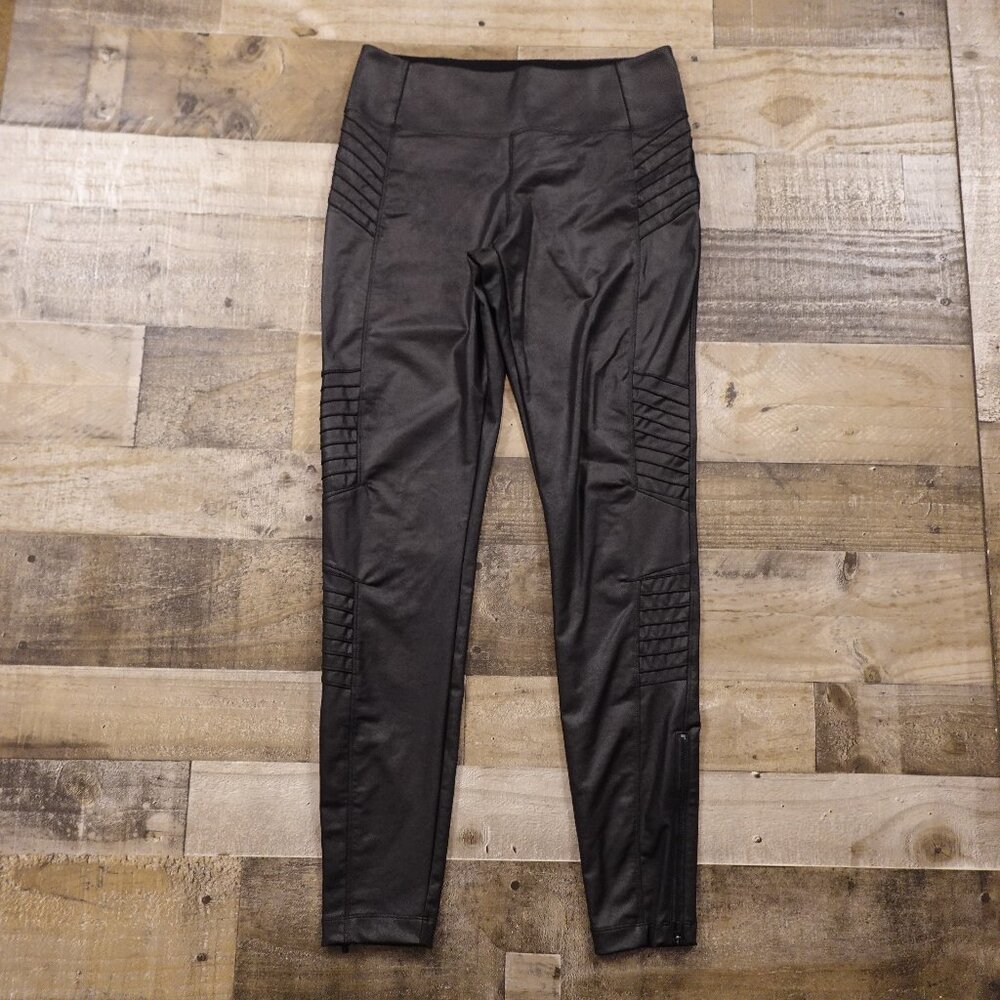 Athleta Delancey Gleam Moto Tight Leggings Women's‎ Size Large Black